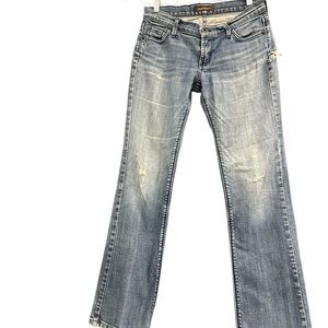 James Jeans Y2K sz. 27 vintage jeans in GUC Blue Boot Cut/Flair Distressed Denim